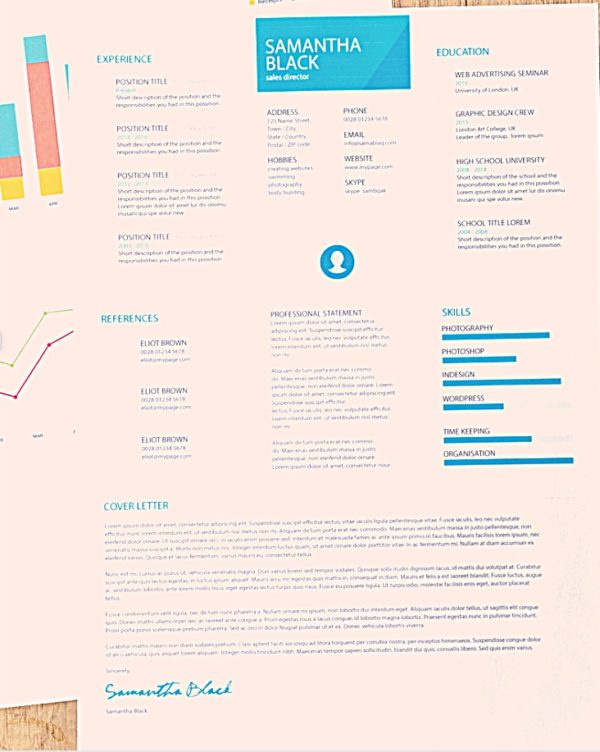 sample resume overlapping some business charts