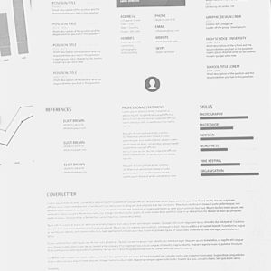 black and white sample resume overlapping some business charts